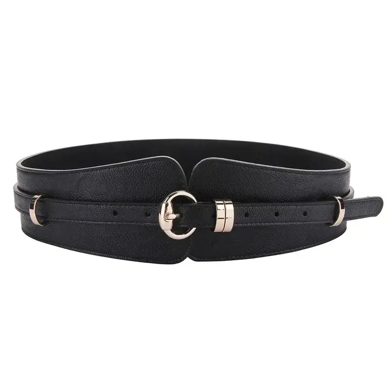 Women's Leather Belt with Wide Seal Buckle Brown - Image 3
