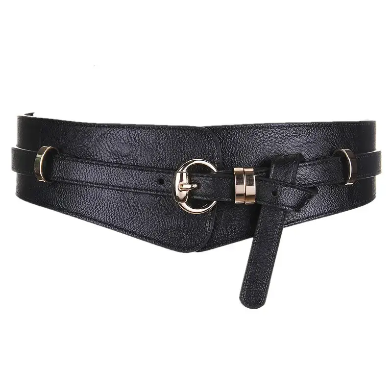 Women's Leather Belt with Wide Seal Buckle Brown - Image 4