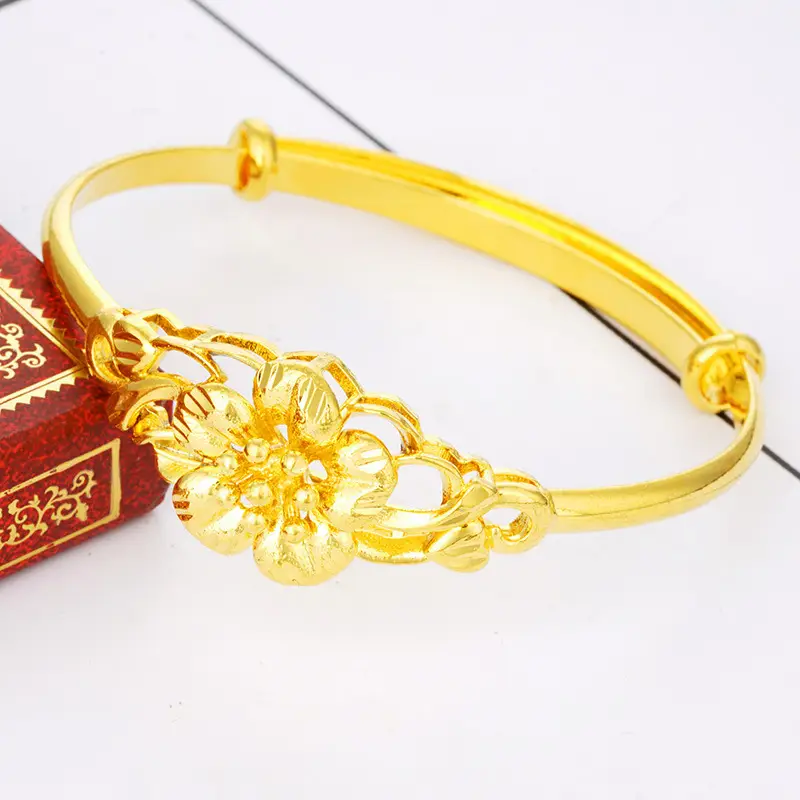 Gold Plated Dragon & Phoenix Sunflower Bracelet Push & Pull - Image 4