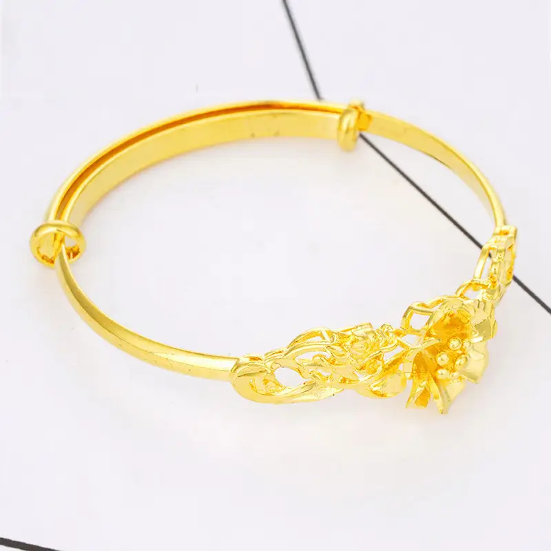 Gold Plated Dragon & Phoenix Sunflower Bracelet Push & Pull - Image 5
