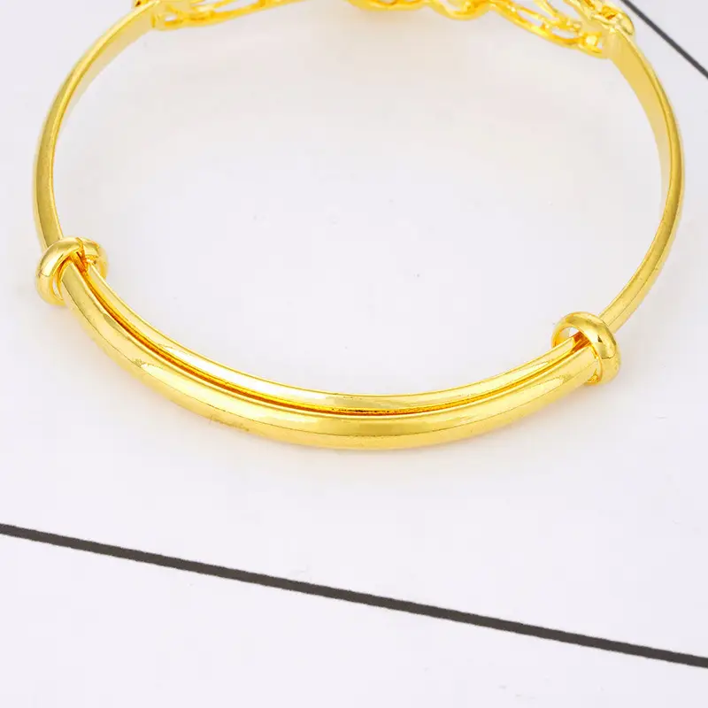 Gold Plated Dragon & Phoenix Sunflower Bracelet Push & Pull - Image 7