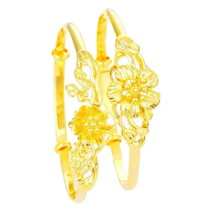 Gold Plated Dragon & Phoenix Sunflower Bracelet Push & Pull