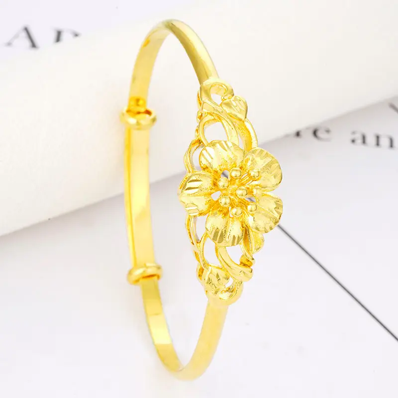 Gold Plated Dragon & Phoenix Sunflower Bracelet Push & Pull - Image 2