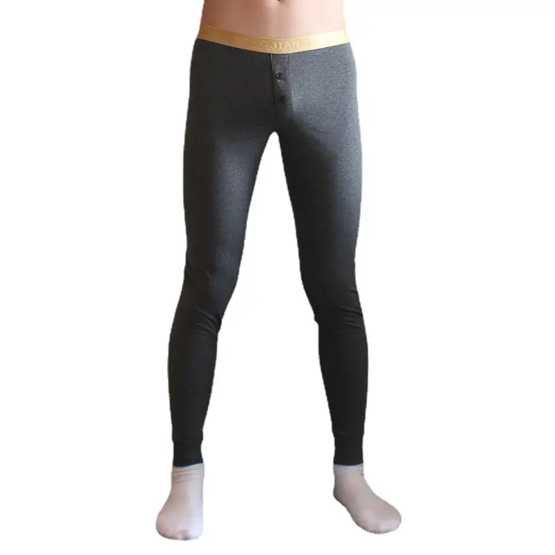 Men's Warm Gray Leggings with Gold Belt
