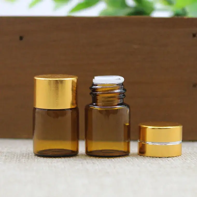 2ml Essential Oil Bottle with Gold Cap & Hole Plug