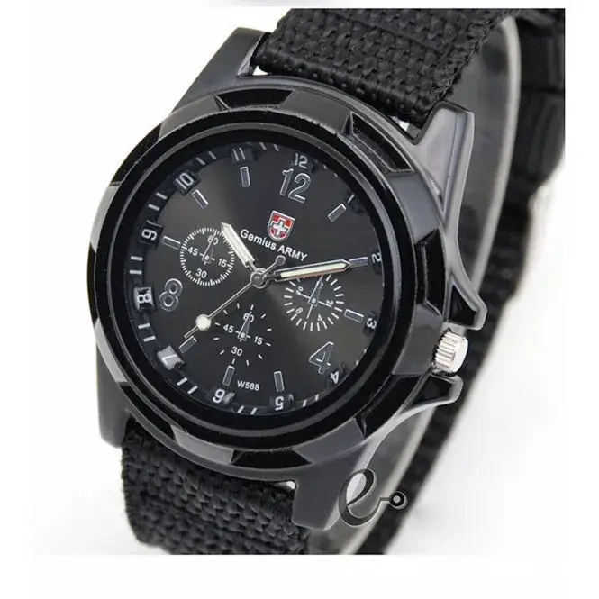 Men's Navy Blue Military Watch with Woven Strap