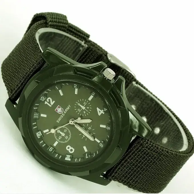 Men's Navy Blue Military Watch with Woven Strap
