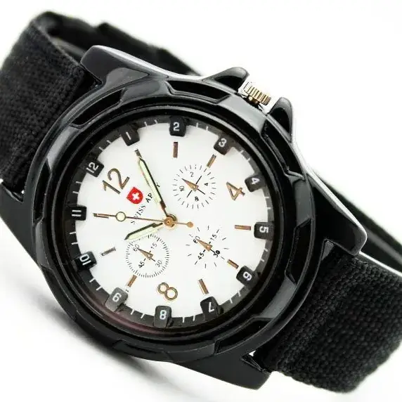 Men's Navy Blue Military Watch with Woven Strap