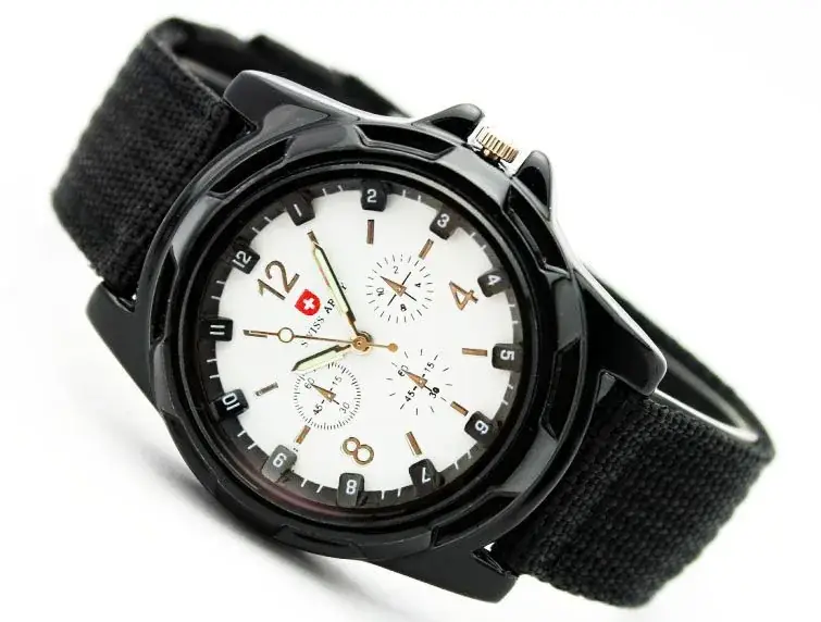 Men's Navy Blue Military Watch with Woven Strap