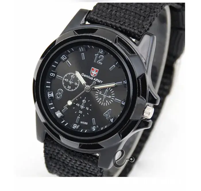 Men's Navy Blue Military Watch with Woven Strap