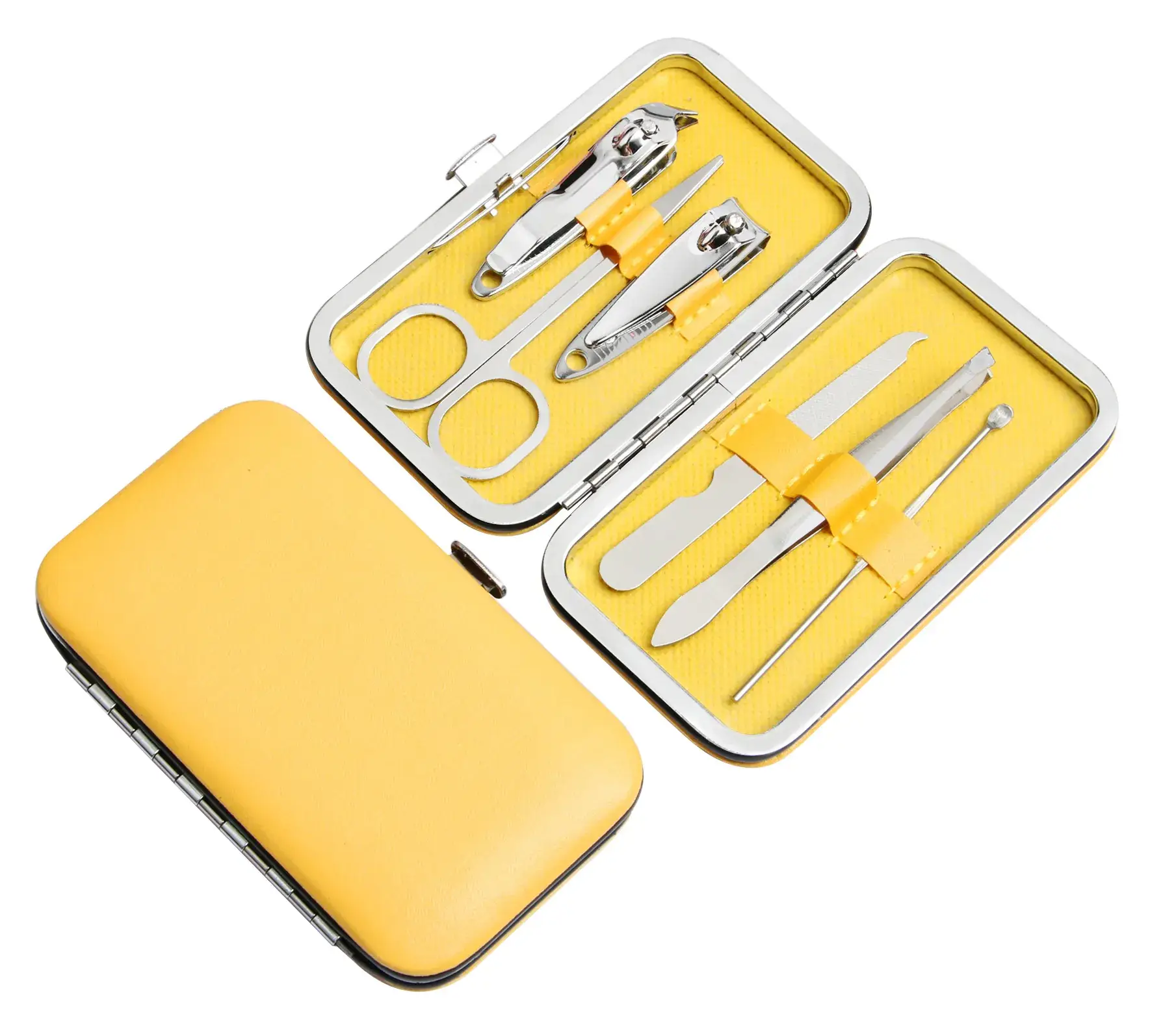 6-Piece Stainless Steel Nail Clipper Set with Yellow Handle