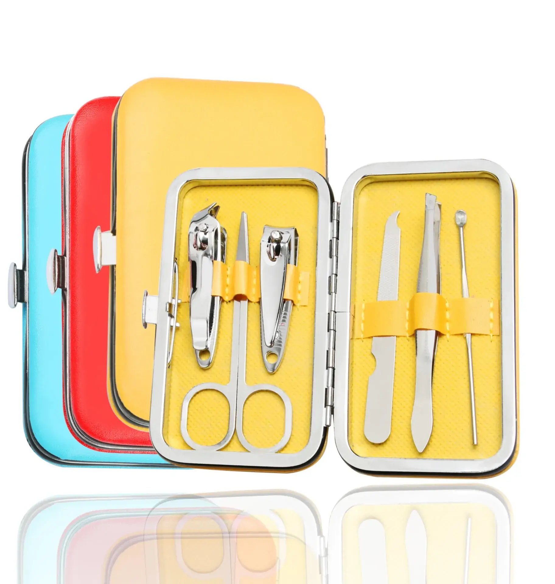 6-Piece Stainless Steel Nail Clipper Set with Yellow Handle