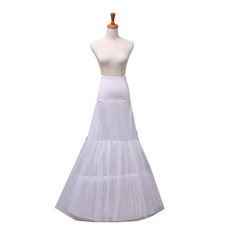 Lycra Waist 2 Layer Fishtail Skirt White