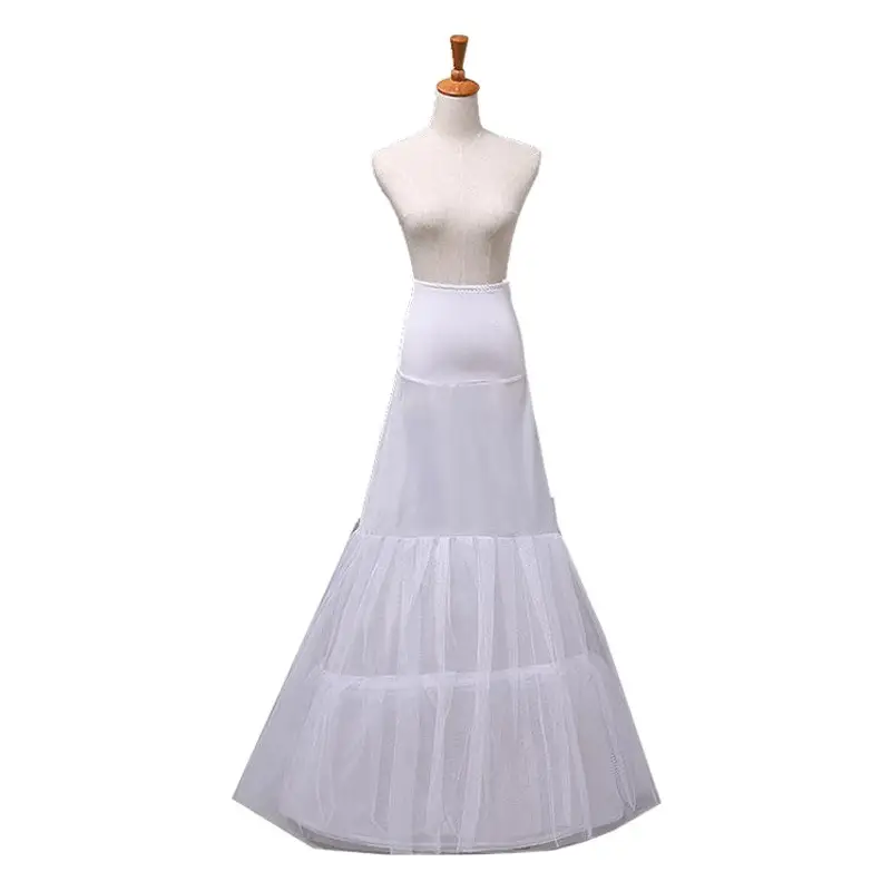 Lycra Waist 2 Layer Fishtail Skirt White