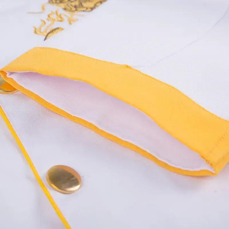 Yilaixiang Embroidered Dragon Chef Suit White Yellow