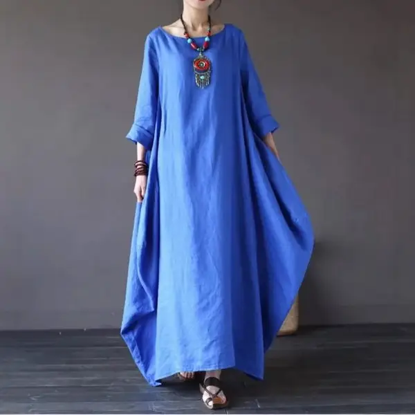 White Loose Long Skirt Dress for Women Cotton Linen