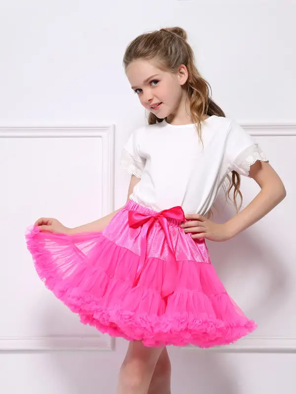 Green Puffy Tulle Skirt for Girls Summer Wear