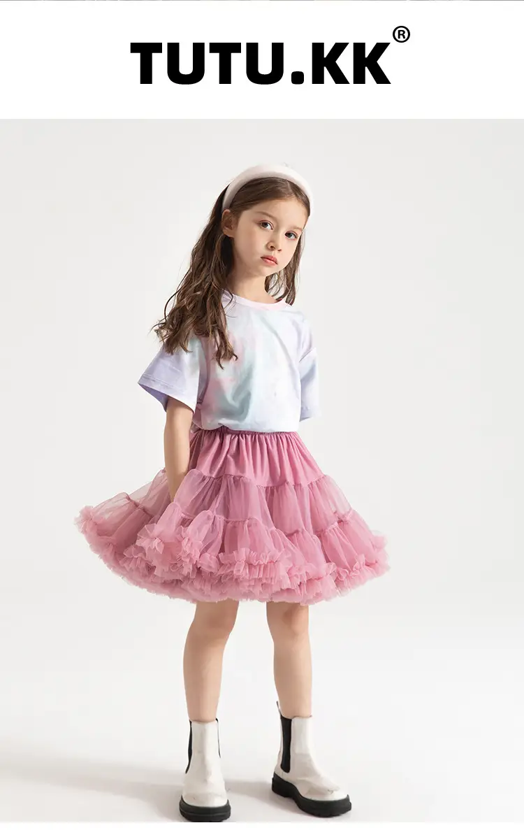 Green Puffy Tulle Skirt for Girls Summer Wear — feature 18