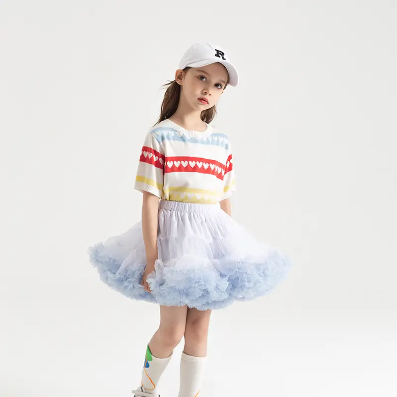 Green Puffy Tulle Skirt for Girls Summer Wear — feature 5