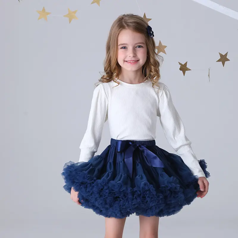 Green Puffy Tulle Skirt for Girls Summer Wear — feature 6