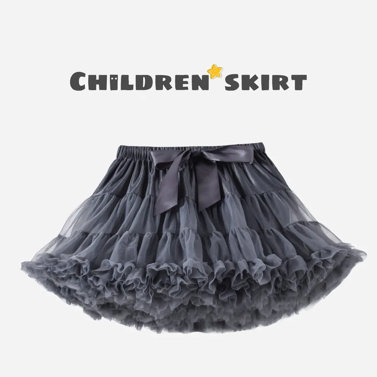 Green Puffy Tulle Skirt for Girls Summer Wear