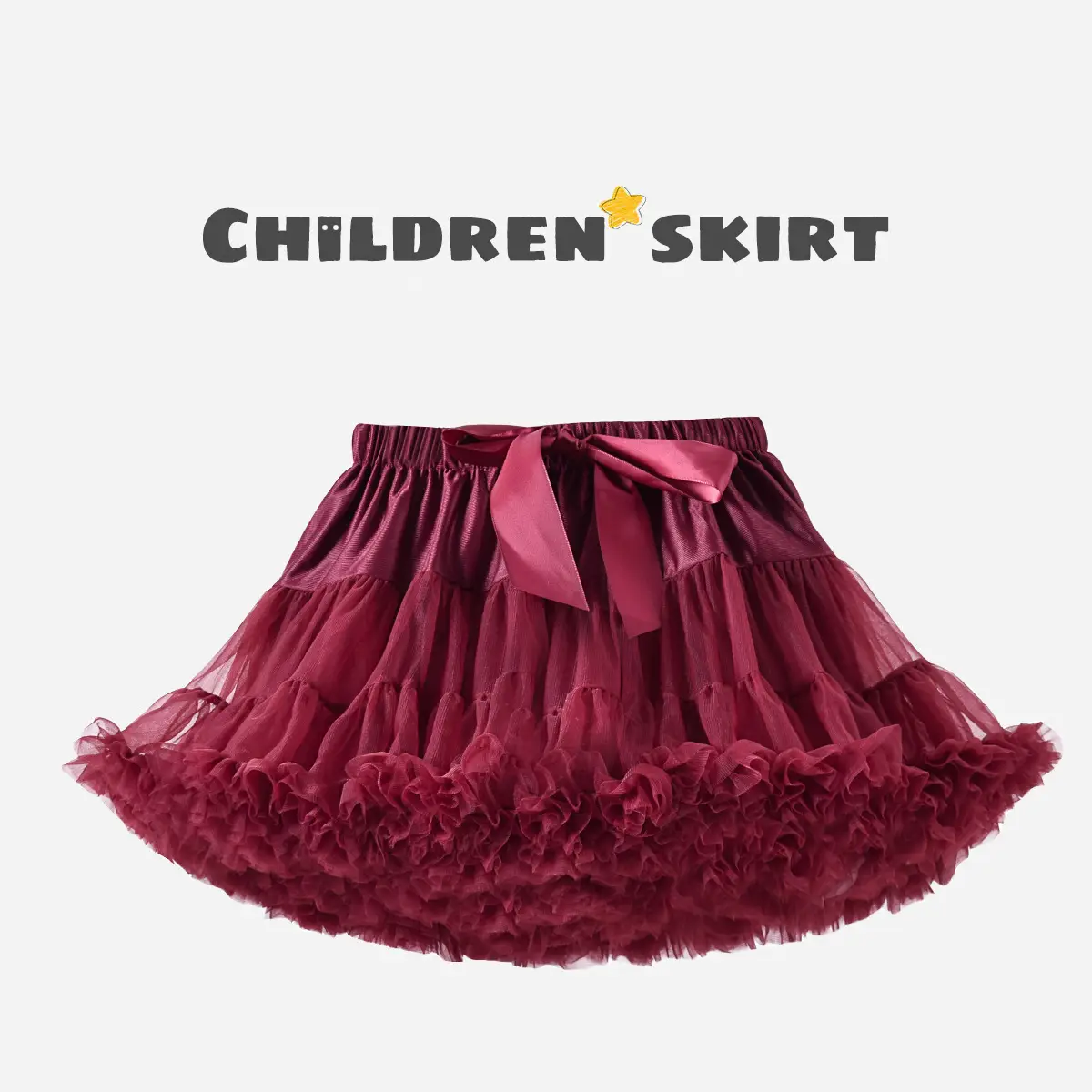 Green Puffy Tulle Skirt for Girls Summer Wear
