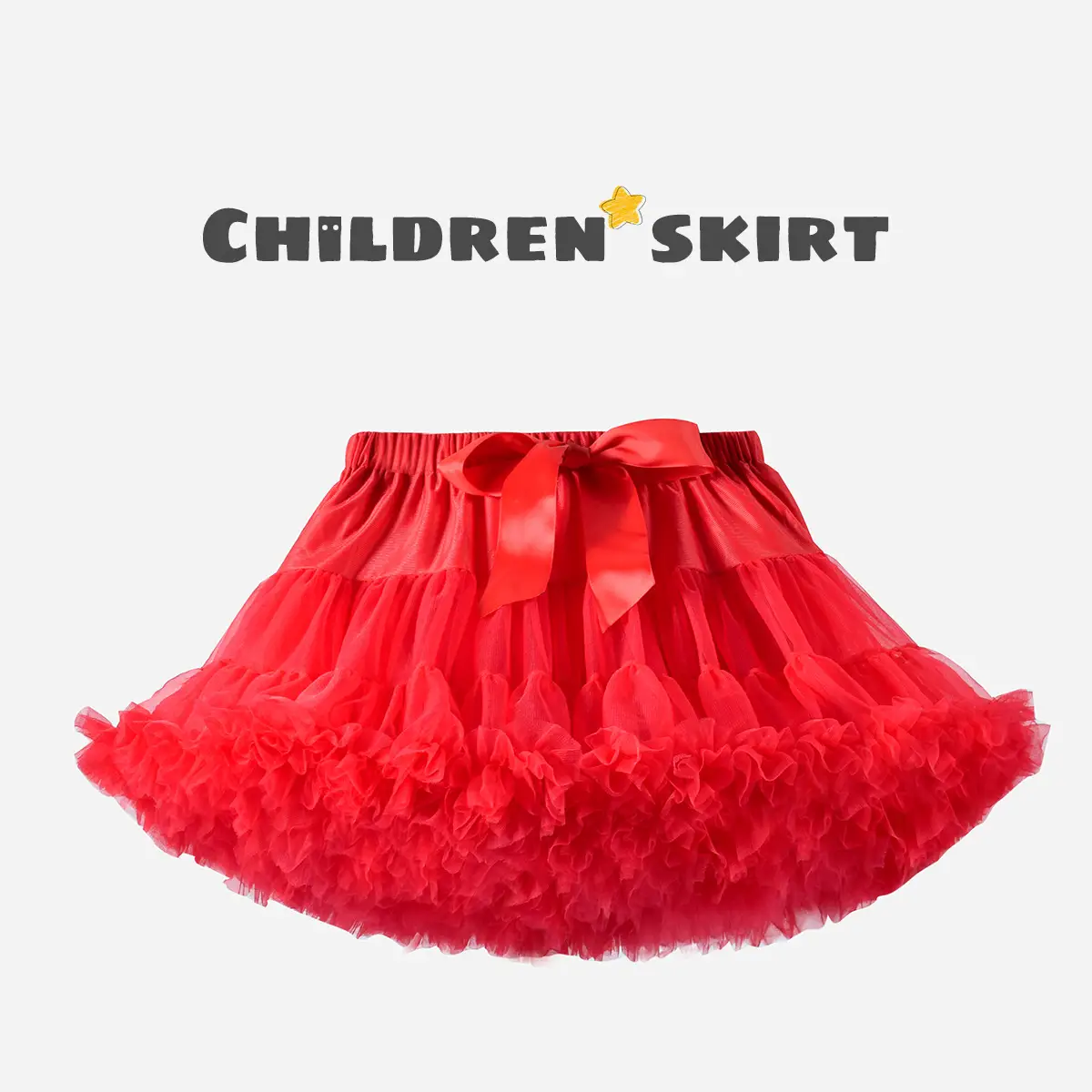 Green Puffy Tulle Skirt for Girls Summer Wear