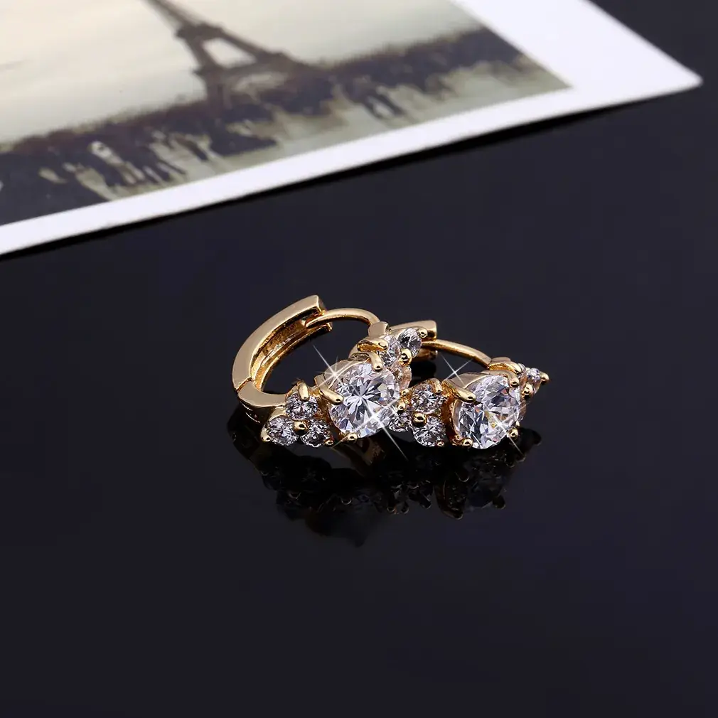 18K Gold Zircon Earrings for Women - Image 3
