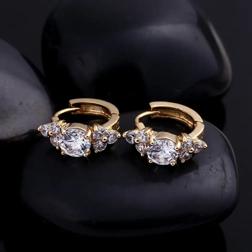 18K Gold Zircon Earrings for Women - Image 4