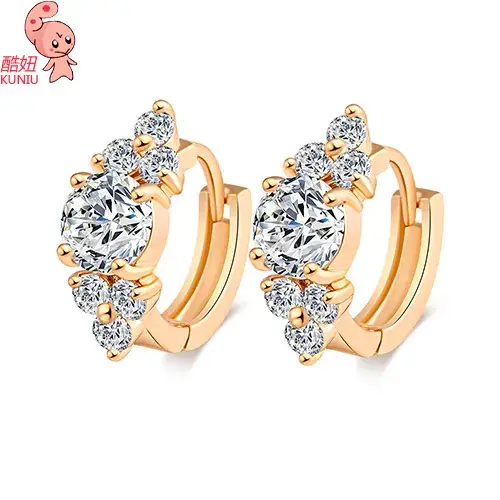 18K Gold Zircon Earrings for Women