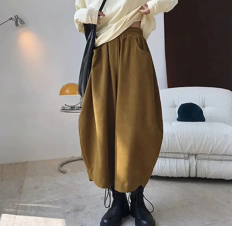 Women's Wide Leg Harem Pants Cream 2024 Spring - Image 3
