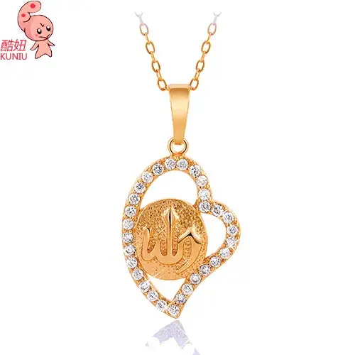 18K Gold Love Peace Necklace with Heart Design