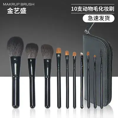 Jinyisheng 10-Piece Fine Wool Makeup Brush Set for Beginners