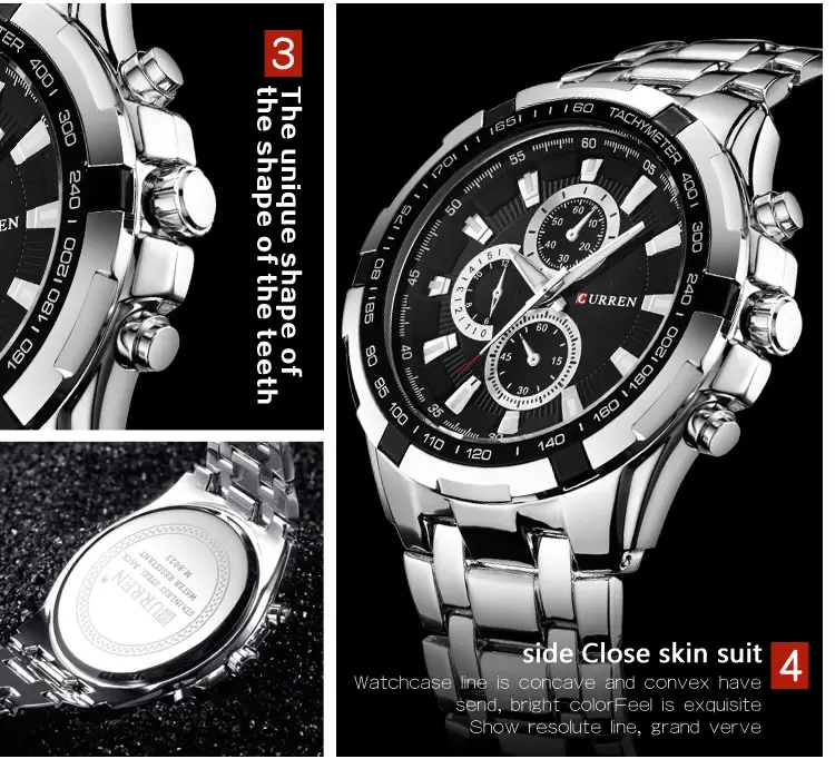 Curren/Carrien 8023 Men's Business Style Quartz Watch Waterproof Round Foreign Trade Men's Watch — feature 2