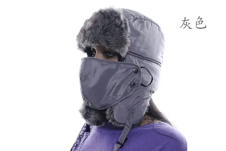Men's Winter Korean Style Hat Grey Fur Trim - Image 3