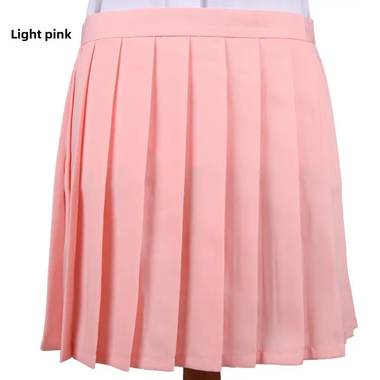 Light Pink Pleated Skirt High Waist Women