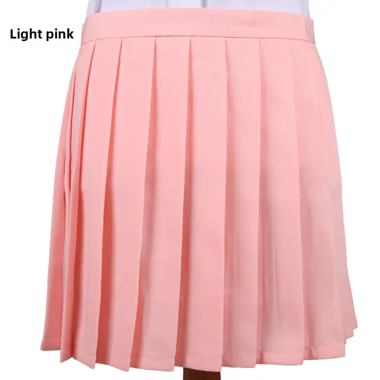 Light Pink Pleated Skirt High Waist Women