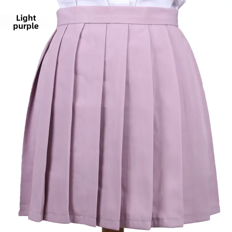 Light Pink Pleated Skirt High Waist Women