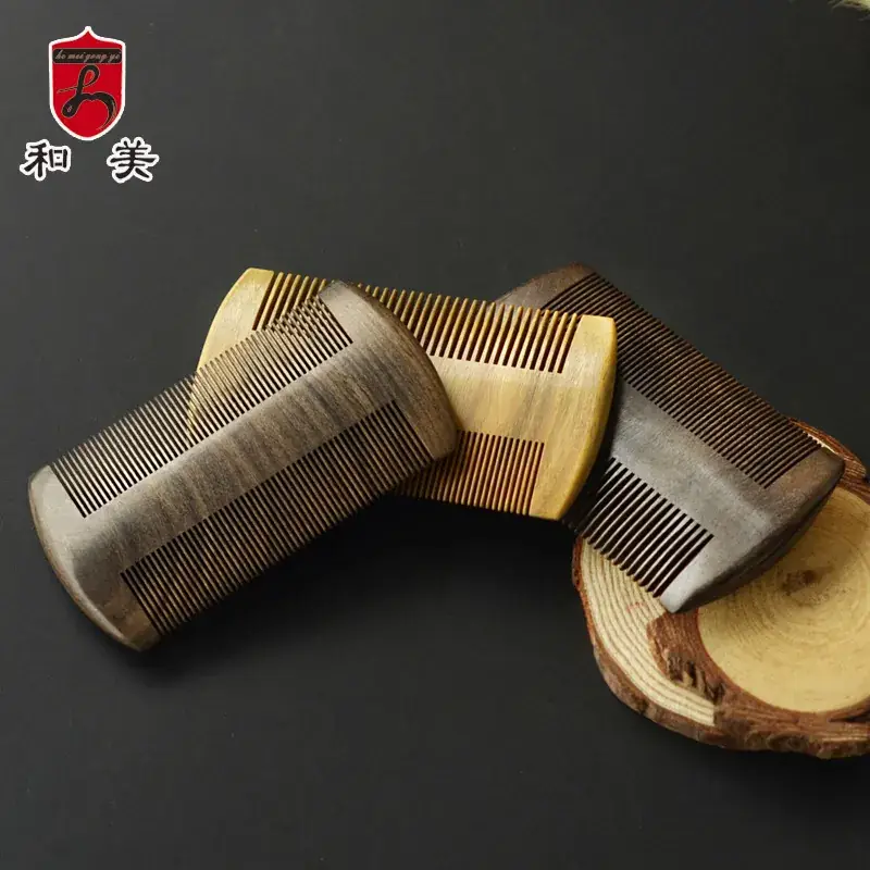 Green Wooden Beard Combs Double-Sided Scraper - Image 4