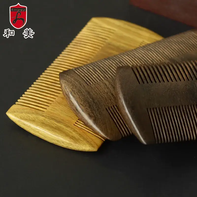Green Wooden Beard Combs Double-Sided Scraper - Image 5