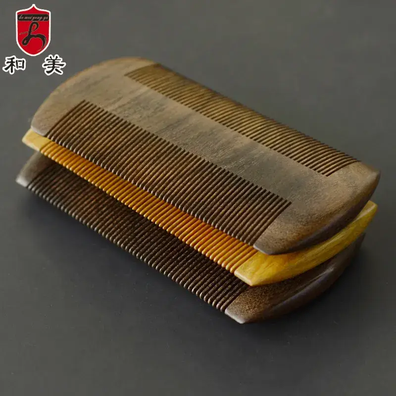 Green Wooden Beard Combs Double-Sided Scraper - Image 6
