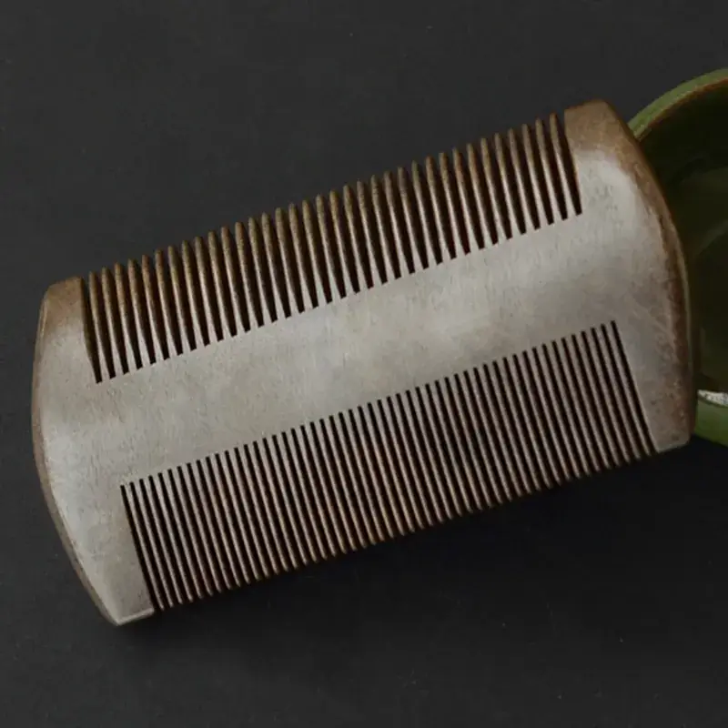 Green Wooden Beard Combs Double-Sided Scraper - Image 2