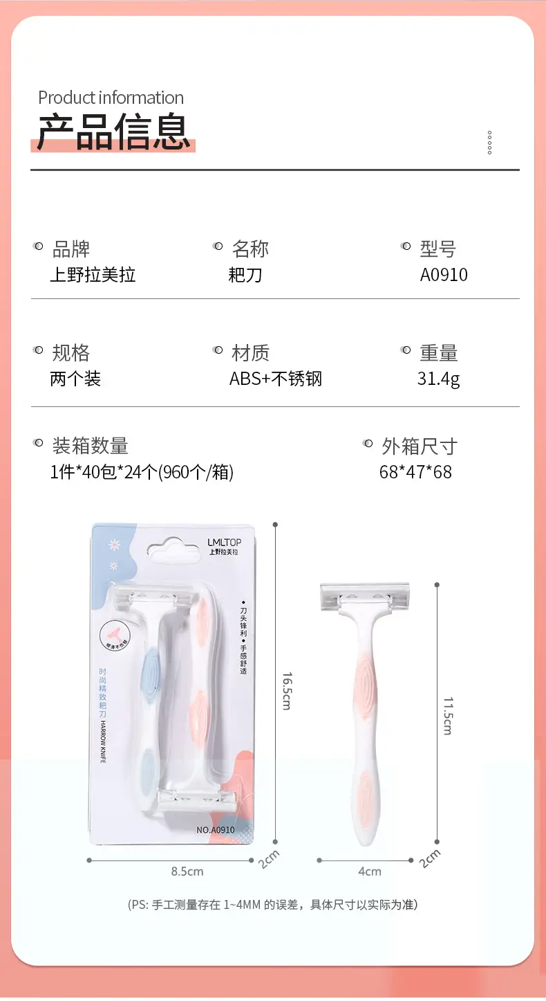 LMLTOP 2 Pack Anti-Slip Axillary Hair Removal Knife Set — feature 2