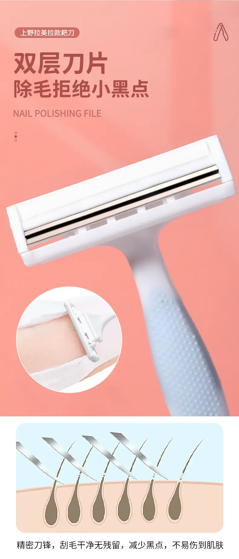 LMLTOP 2 Pack Anti-Slip Axillary Hair Removal Knife Set — feature 3