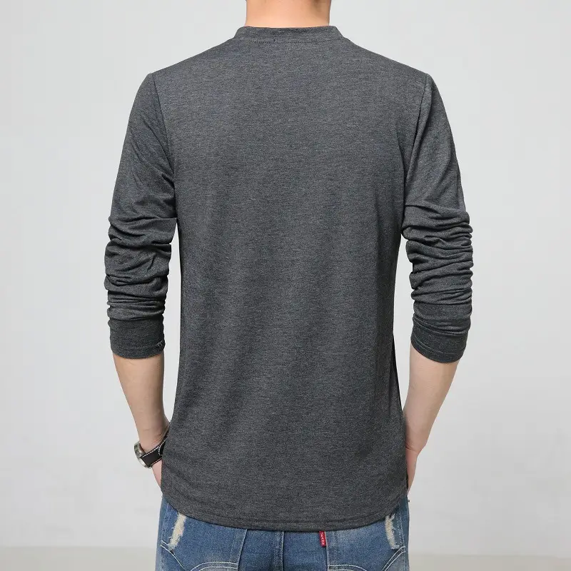 Men's Combed Cotton V-Neck T-Shirt Grey Black - Image 4