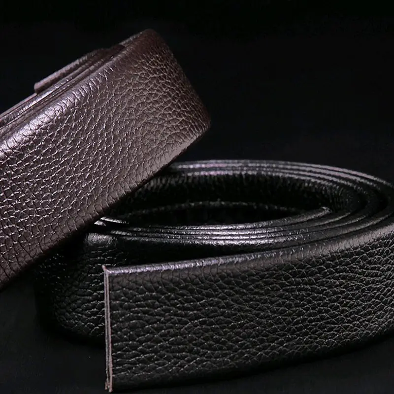 Men's Black Genuine Leather Litchi Belt - Image 10