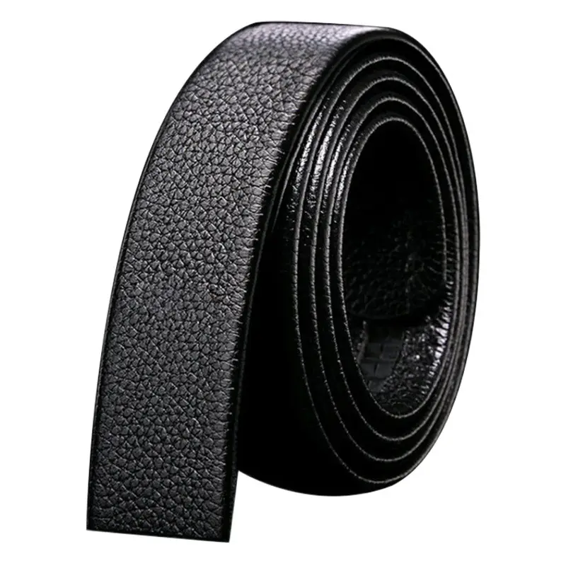 Men's Black Genuine Leather Litchi Belt