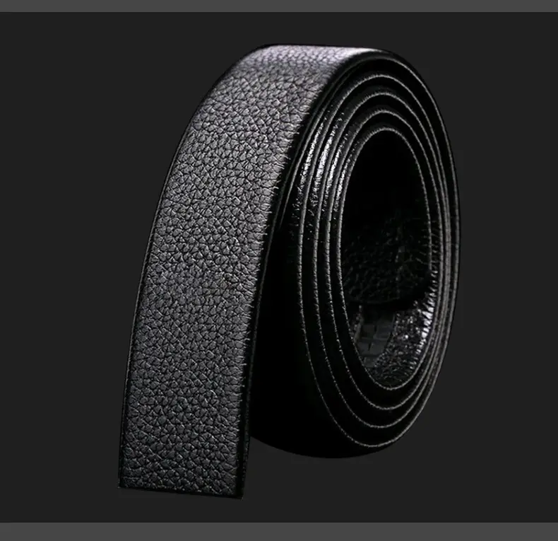 Men's Black Genuine Leather Litchi Belt — feature 15