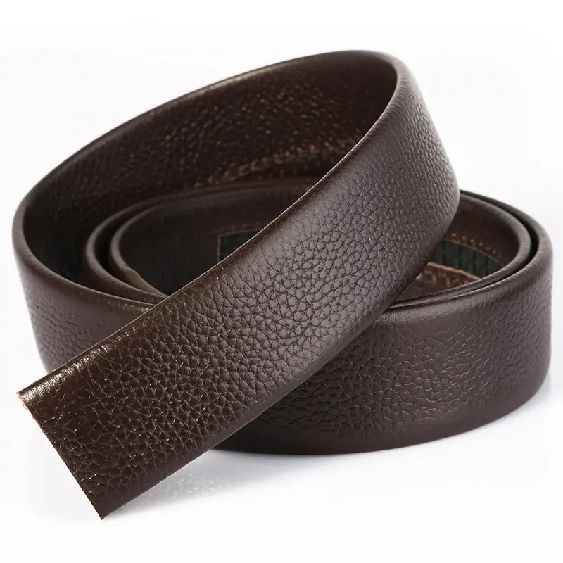 Men's Black Genuine Leather Litchi Belt - Image 2