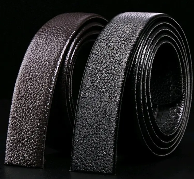 Men's Black Genuine Leather Litchi Belt - Image 4